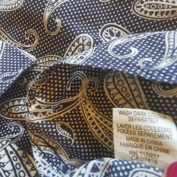 Bruun & Stengade Cotton Navy and White Paisley Mens Button-Down Shirt Sz 41 - Picture 5 of 5